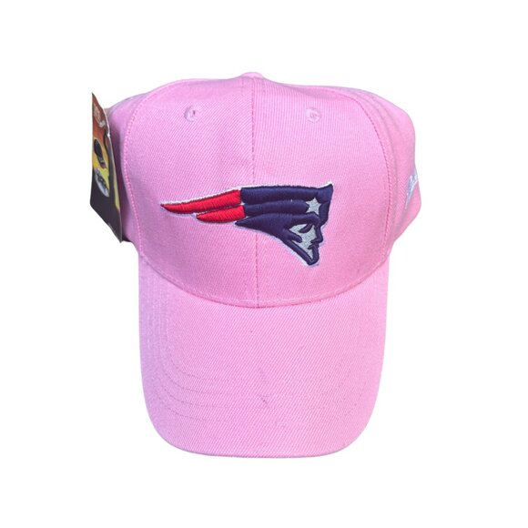 New England Patriots Pink Baseball Hat with Red Blue Patriot Logo by Haina NEW - Picture 1 of 5
